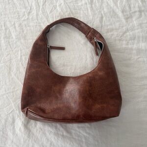 Distressed Brown Leather Hobo Bag Tony Bianco